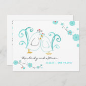 Blue Lovebirds: Red de dadels Aankondigingskaart (Voorkant / Achterkant)