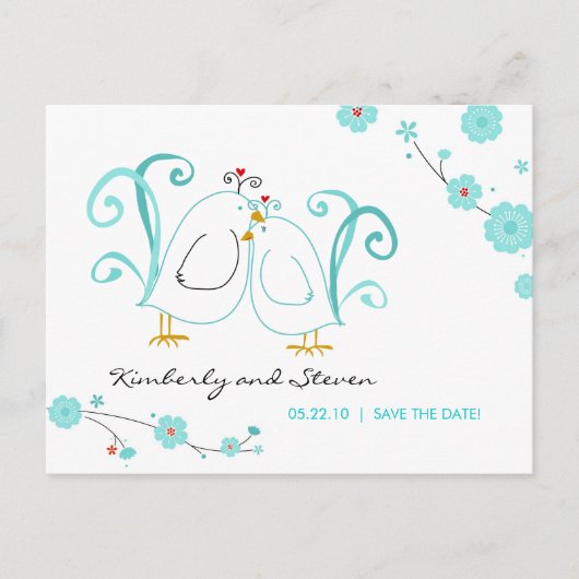 Blue Lovebirds: Red de dadels Aankondigingskaart (Voorkant)