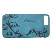 Blue Lovevogels - Aangepaste iPhone Case (Achterkant (Horizontaal))