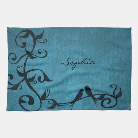 Blue Lovevogels Kitchen Towel Theedoek (Horizontaal)