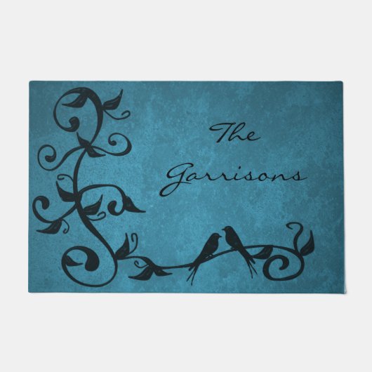 Blue Lovevogels Personalized Doormat Deurmat (Voorkant)