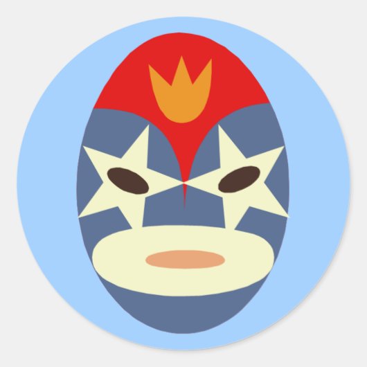 Blue Lucha Libre Masker Ronde Sticker (Voorkant)