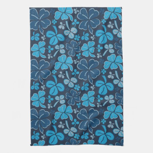 Blue Lucky Shamrock Clover St. Patrick's Day Theedoek (Verticaal)