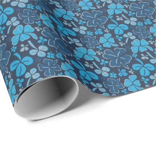 Blue Lucky Shamrocks Clover St. Patrick's Day Cadeaupapier (Rol Hoek)