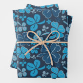 Blue Lucky Shamrocks Clover St. Patrick's Day Inpakpapier Vel (In situ)