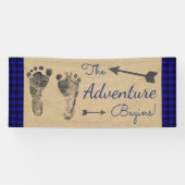 Blue Lumberjack Buffalo Plaid Baby shower Spandoek (Horizontaal)