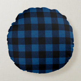 Blue Lumberjack Plaid Rond Kussen