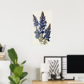 Blue Lupine Flower Art Print Poster (Thuiskantoor)