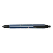 Blue Luxurous Gold Monogram Elegant Typografie Zwarte Inkt Pen (Achterkant)