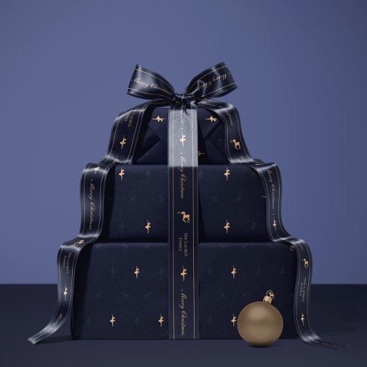 Blue luxury Christmas personalized ribbon Satijnen Lint