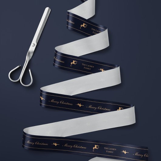 Blue luxury Christmas personalized ribbon Satijnen Lint