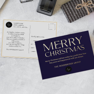 BLUE Luxury Corporate logo Elegant lettertype Folie Feestdagen Briefkaart