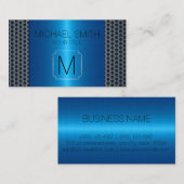 Blue Luxury Stainless Metal Monogram Visitekaartje (Voorkant / Achterkant)