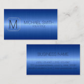 Blue Luxury Stainless Steel Metal Monogram Visitekaartje (Voorkant / Achterkant)