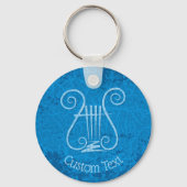 Blue Lyre Background Sleutelhanger (Voorkant)