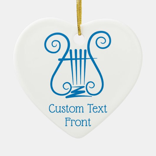 Blue Lyre Keramisch Ornament (Voorkant)