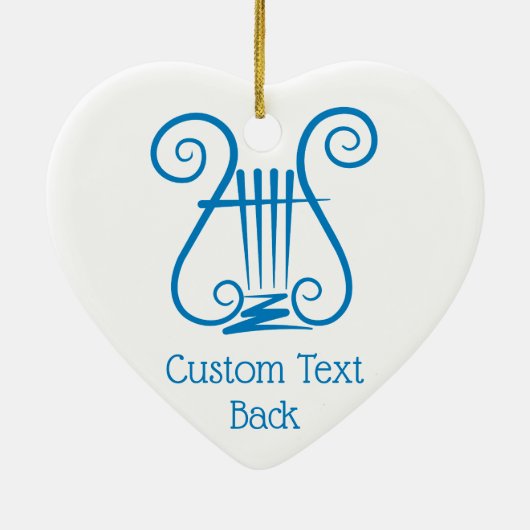 Blue Lyre Keramisch Ornament (Achterkant)