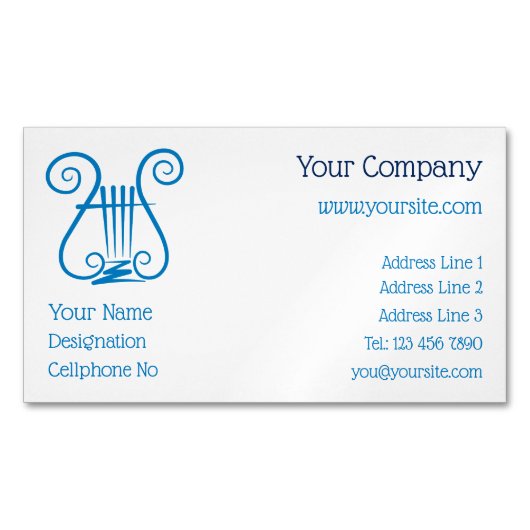 Blue Lyre Magnetisch Visitekaartje (Voorkant)