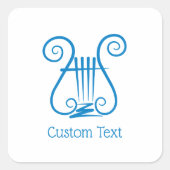 Blue Lyre Vierkante Sticker (Voorkant)