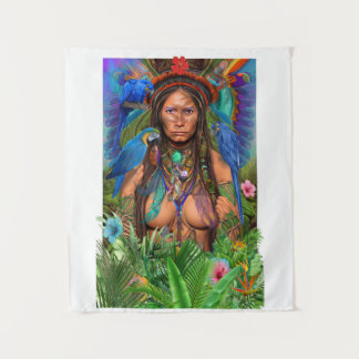 Blue Macaw Hummingbird Queen Wandkleed