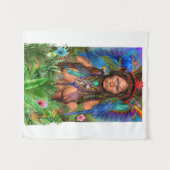 Blue Macaw Hummingbird Queen Wandkleed (Voorkant (horizontaal))