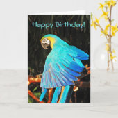 Blue Macaw Parrot Birthday wenskaart Kaart (Gele Bloem)