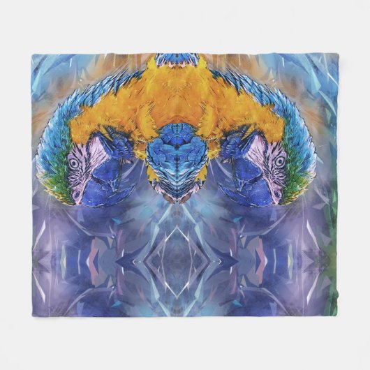 Blue Macaw Parrot Fleece Deken (Voorkant (Horizontaal))
