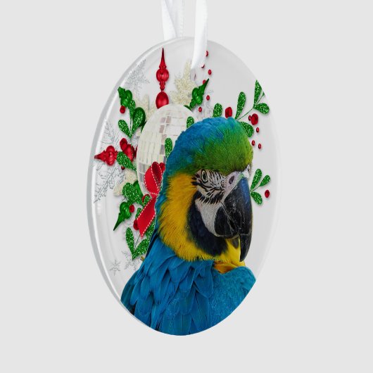 Blue Macaw Parrot kerstversiering Ornament (voorkant)