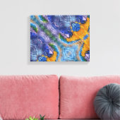 Blue Macaw Playful Parrot Art Canvas Afdruk (Insitu (Woonkamer))