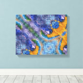 Blue Macaw Playful Parrot Art Canvas Afdruk (Insitu (Houten vloer))