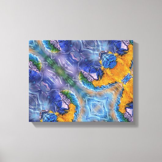 Blue Macaw Playful Parrot Art Canvas Afdruk (Voorkant)
