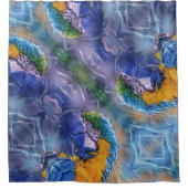 Blue Macaw Playful Parrot Artsy Douchegordijn (Voorkant)