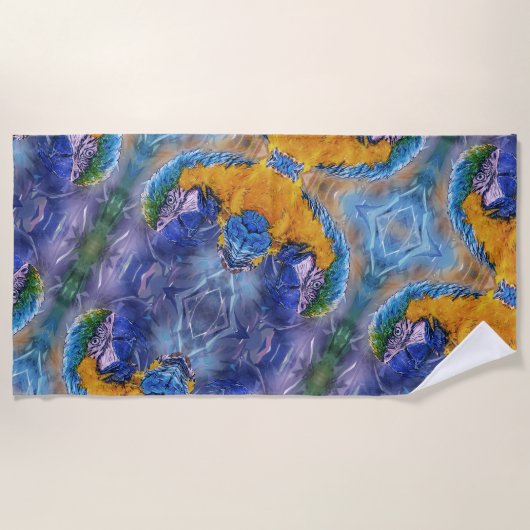 Blue Macaw Playful Parrot Artsy Strandlaken (Voorkant)