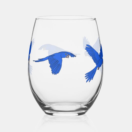Blue Macaw Wijnglas Zonder Voet (Achterkant)