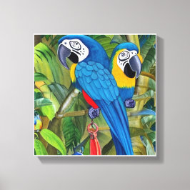 Blue macaws canvas afdruk
