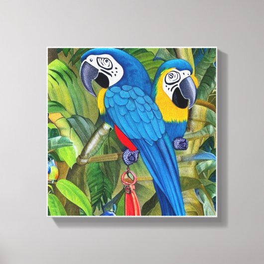 Blue macaws canvas afdruk (Voorkant)