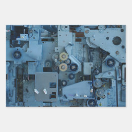 Blue Machinery Mechanical Robotic Funny Cool Geeky Inpakpapier Vel