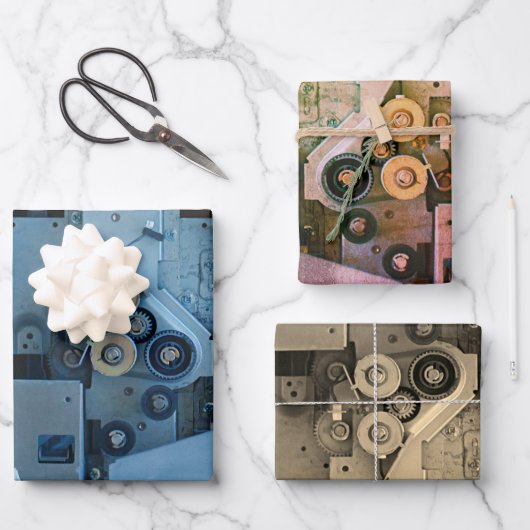 Blue Machinery Mechanical Robotic Funny Cool Geeky Inpakpapier Vel (Voorkant)