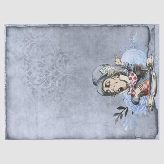 Blue Mad Hatter Alice in Wonderland ontkoppeling Tissuepapier (Voorkant)