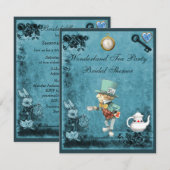 Blue Mad Hatter Wonderland Tea Party Vrijgezellenf Kaart (Voorkant / Achterkant)