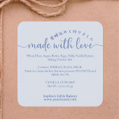 Blue Made with Love Script Ingredient Product Vierkante Sticker