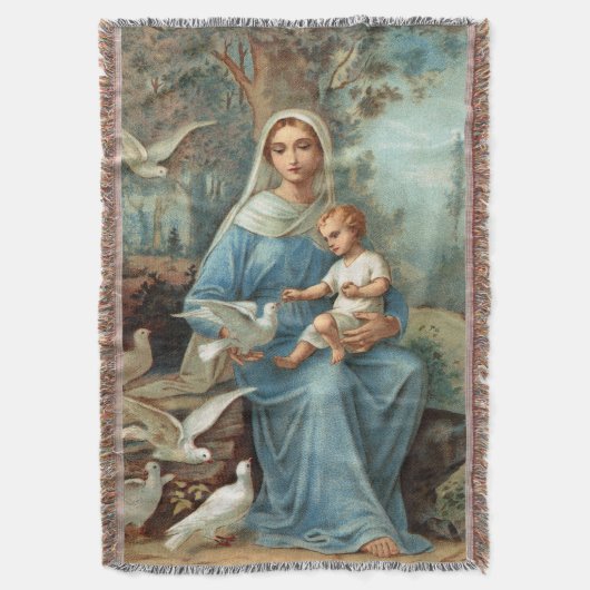 Blue Madonna Throw Blanket Deken (Voorkant Verticaal)