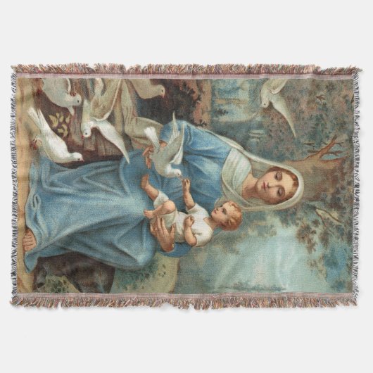 Blue Madonna Throw Blanket Deken (Voorkant)