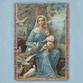 Blue Madonna Throw Blanket Deken