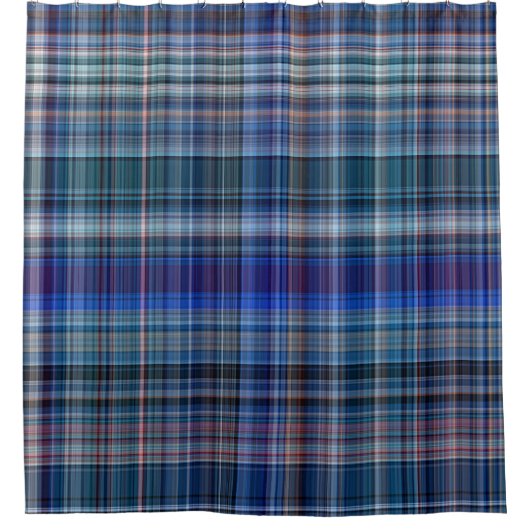 Blue Madras Pset Stripe Pattern Douchegordijn (Voorkant)