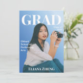Blue Magazine Graduation Announcement Card Kaart (Staand voorkant)