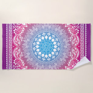 Blue Magenta Burst Bandana-4-keukenhanddoek Strandlaken