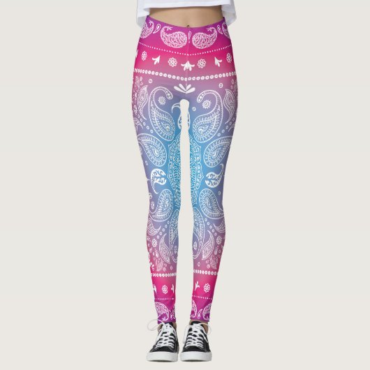 Blue Magenta Paisley Leggings (Voorkant)