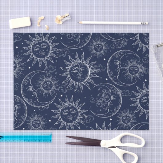 Blue Magic Celestial Sun Moon Stars Tissuepapier (Craft)