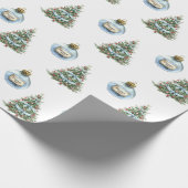 Blue Magic Ornament Christmas Tree Lights Cadeaupapier (Hoek)